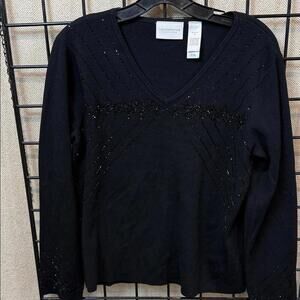 Liz Claiborne Black Sweater/Blouse with Sequin